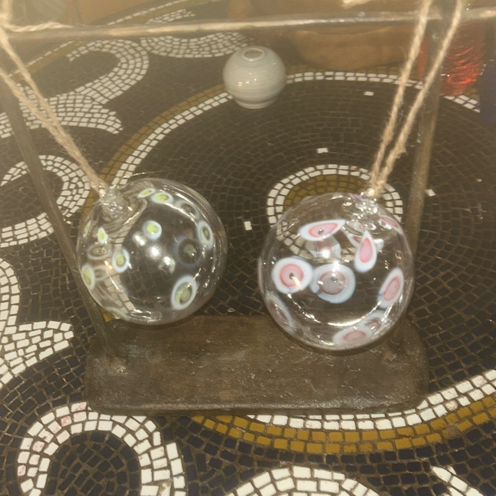 2 hand blown ornaments